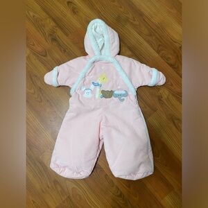 BETTI TERRELL BY JOHNSTON vintage girls pink snow suit winter animals